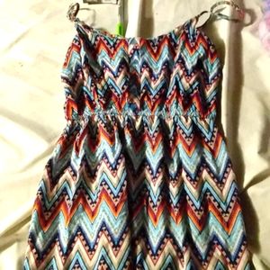 Multi colored dress.It goes down to my knees.Its a small.